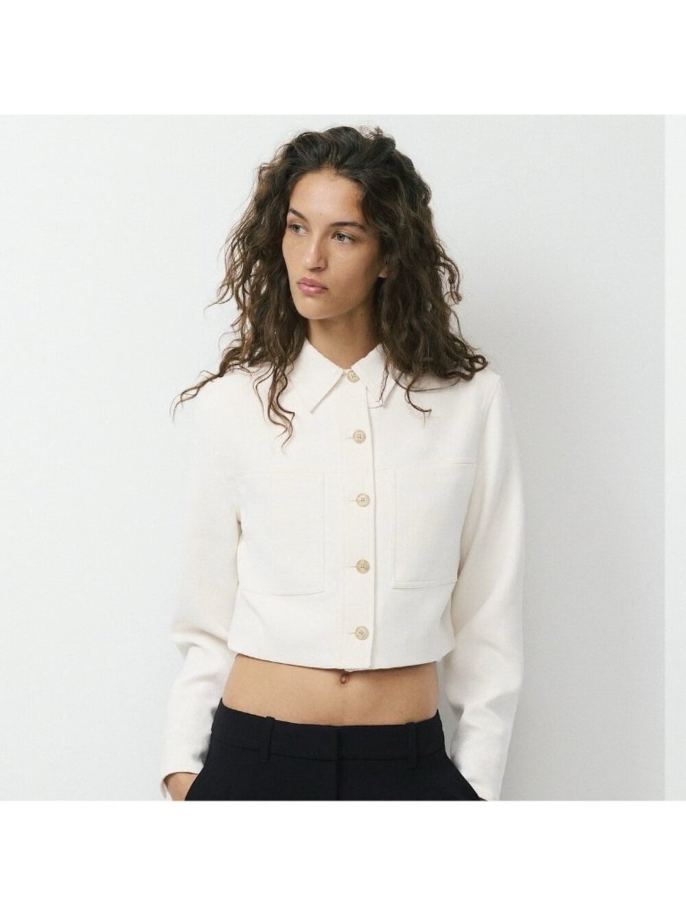 Aritzia Wilfred Little Cropped Jacket Crepette Light Birch Size 2XS